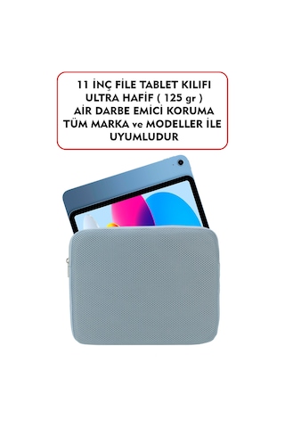 Dada Ultra Hafif 125gr Bebek Mavi File Tablet Kılıfı 10"-11" inç Air Darbe Emici Korumalı Unisex