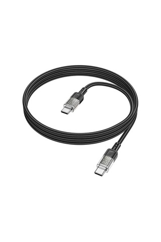 Hoco U129 Transparan 60w Type-c To Type-c Data Ve Şarj Kablosu 1m Siyah