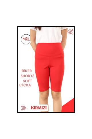 Kırmızı Biker Şort Yüksek Bel İç Göstermez Esnek Yumuşak Likralı Soft Tbiker Basics Kırmızı