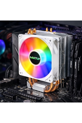 Aktuf Ak4x Rainbow 4 Bakır Borulu Amd/intel Kule Tipi Yüksek İşlemci Soğutucusu Beyaz