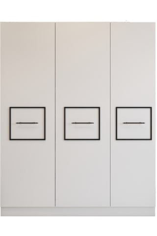 Merlin Mobil Zarif 3 Kapaklı 8 Bölmeli Siyah Şeritli Beyaz Dolap