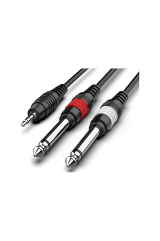 Bk-Teknolojimarket 3.5Mm 1/8" Trs - 2 X 6.35Mm 1/4" Ts Mono Y Ayırıcı Kablo - 1.5 M.