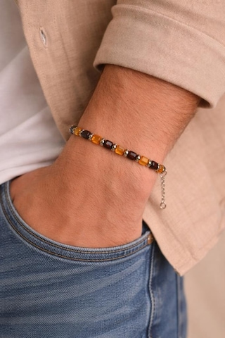 Kehribar Bileklik Küp Kesim İnce Şık Tasarım Unisex Doğal Taş Bileklik Kahverengi