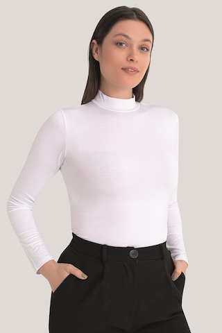 Arma Yıldız Kadın Beyaz - Siyah Balıkçı Yaka Uzun Kollu Body 2'li Paket Beyaz - Siyah