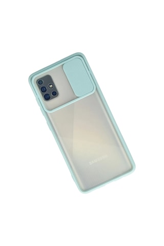 Newface - 570 - Samsung Galaxy Uyumlu A71 Kılıf Palm Buzlu Kamera Sürgülü Silikon - Csmo-tex - - Turkuaz
