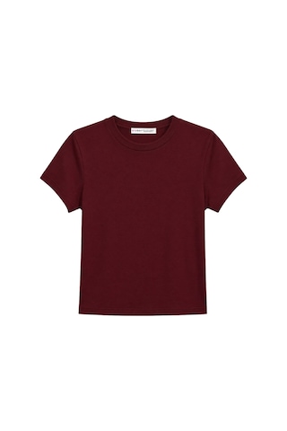 Mixray 2100 Kadın Slim Fit Bisiklet Yaka Soft Basic T-shirt Bordo