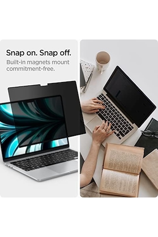 Apple Uyumlu MacBook Air 13" M5/m4/m3/m2 İle Uyumlu Cam Ekran Koruyucu Safe View Privacy Hayalet - Afl06253 T