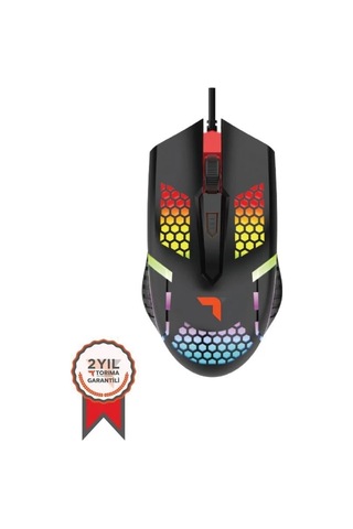 Delux Serisi Oyun Aracı Renkli Fare Tm-15 Usb Rgb Aydınlatmalı Oyuncu Mouse Siyah
