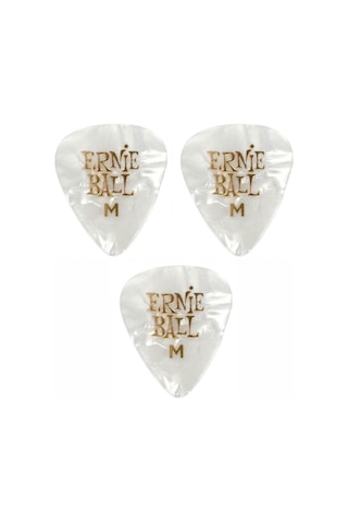 Ernie Ball P09166 Pearloid Medium Beyaz Gitar Pena 3 Adet 0,72mm