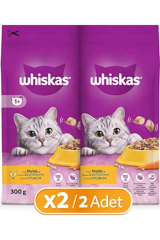Whiskas Tavuklu Ve Sebzeli Yetişkin Kedi Maması 300 Gr 2 Adet