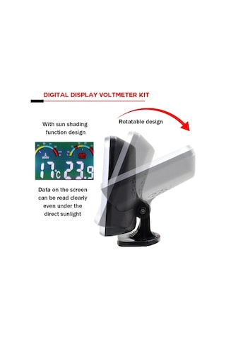 Besthome1 Araç Lcd Dijital Su Sıcaklığı Voltaj Göstergesi, Güneşe Dayanıklı 3d Ekranlı Sensörlü