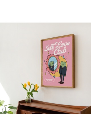 Kurbağa Öz Sevgi Kulübü Duvarı, Olumlama Sanatı, Retro Duvar Dekoru, Sanat