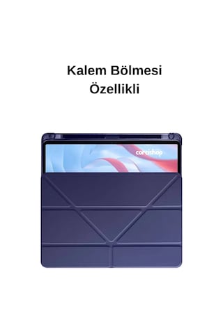 Lenovo Tab K11 Gen 2 Tb336fu 11 İnç Modeliyle Uyumlu Kılıf Kalem Bölmeli Standlı Arkası Silikon Kapaklı Kılıf