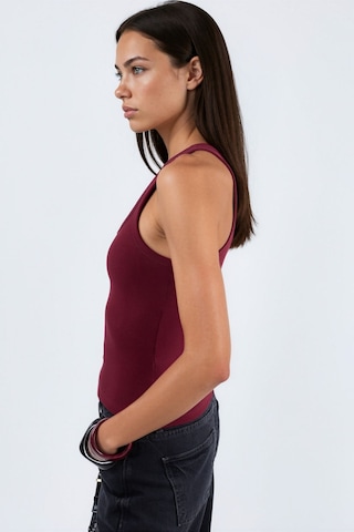 Hiccup Busem V Yaka Ribanalı Tank Top Bordo Kırmızı