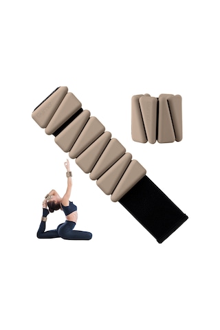 Gymo Pro Series Ayarlanabilir Silikon Bilek Ağırlığı 2x500gr Üçgen Toprak Bej