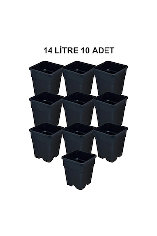 Grow Wizard Plastik Kare Saksı 14 Litre 10 Adet Grow Wizard Plastik Kare Saksı 14 Litre 10 Adet