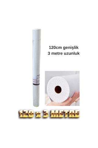 120cm X 3 Metre Rulo Premium Beyaz Mermer Desenli Yapışkanlı Duvar Paneli Kağıdı Ev Ofis Basıc Beyaz