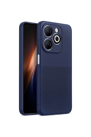 Infinix Tecno Spark Go 2024 / Smart 8 Serisi / Pop 8 / Spark 20c / Hot 40i Uyumlu Kamera Korumalı Tırtıklı Kaymaz İçi Kadife Yumuşak Silikon Kılıf-54279 Lacivert