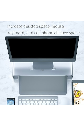 Cbtx Macbook/yazıcı İçin Basit Stil Kaymaz Monitör Yükseltici Masaüstü Bilgisayar Standı Tutucu - Gümüş