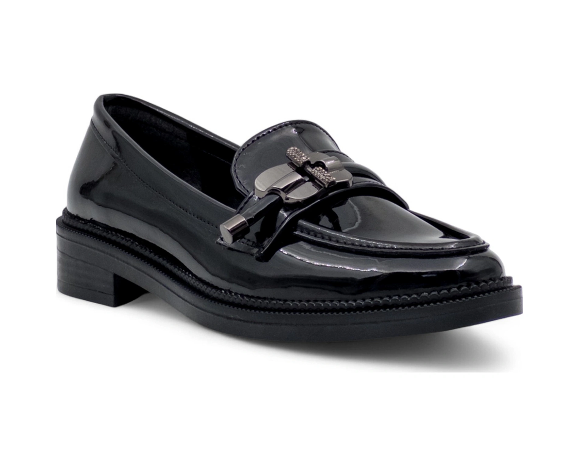 Trendy 0701 Toka Detaylı Rugan Kadın Loafer Siyah