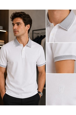 Craft Battal Polo Yaka Kagi Tişört Beyaz