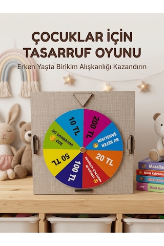 Şans Çarklı Motivasyon Kutusu Günlük Tasarruf Challenge Oyun Ahşa