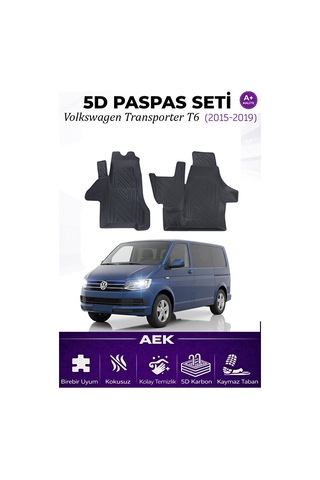 Transporter T6 2015-2019 Araca Özel Havuzlu "karbon" Paspas Takım