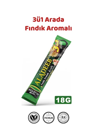 Aladeeb 3'ü 1 Arada Fındık Aromalı Kahve 48 x 18 G