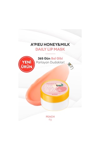 Bal Ve Süt Özlü Besleyici Nemlendirici Dudak Maskesi A'pıeu Honey & Milk Daily Lip Mask Peach 07061289
