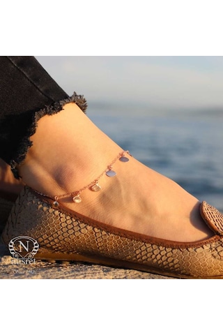 Nusret 925 Ayar Rose Gümüş Göz Model Halhal Rose Gold