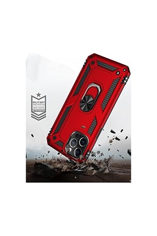 Xiaomi Redmi Note 10s İle Uyumlu Kapak Military Yüzüklü Stantlı Panzer Tank Kılıf - Siyah 6998