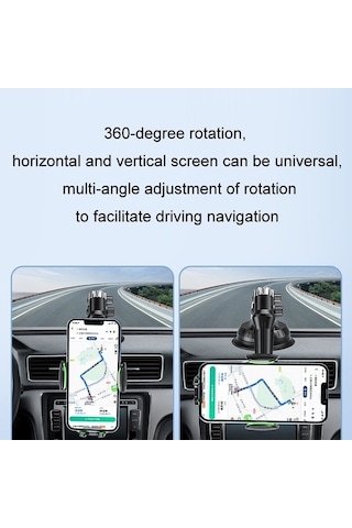 Wondernest Araç Ön Camı Vantuzlu Telefon Tutacağı - Genişletilmiş Siyah Kontrol Paneli Std