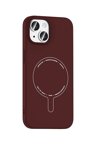 Maks Technology iPhone Uyumlu 15 Kılıf M-safe Şarj Özellikli Kamera Korumalı Mkst Elio Sert Pc Kapak - Bordo