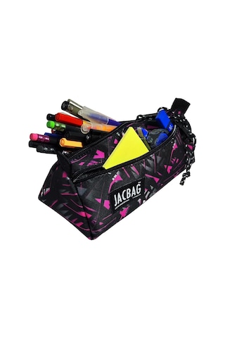 Jacbag Dual Prime İki Bölmeli Üçgen Pembe Geometrik Kadın/kız Çocuk Kalem Çantası Çok Renkli