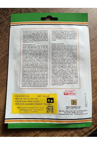 Paşa Tohumculuk Patlıcan Tohumu Pala-49 5gr