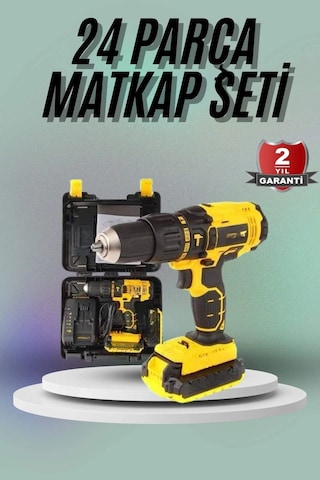 Zenvia Matkap Seti 24 Parça Çift Bataryalı Darbeli Led Işıklı Vidalama Znv2026