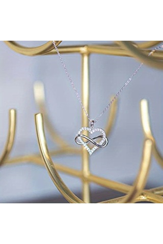 Sonsuzluk Kalpli Bayan Kolye Gümüş - Beyaz