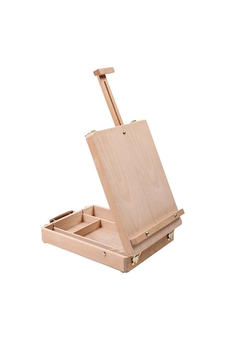 Sones Sanatçı El Sanatları Masaüstü Şövalesi Entegre Ahşap Kutu Sanat Çizim Boyama Masa Kutusu
