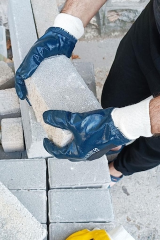 Nitril Tam Kaplamalı İnşaat İşçi Eldiveni 10 Numara Mavi - Taşcı Eldiveni