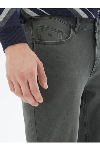 Kip Haki Slim Fit Denim Pamuk Karışımlı Pantolon Çok Renkli