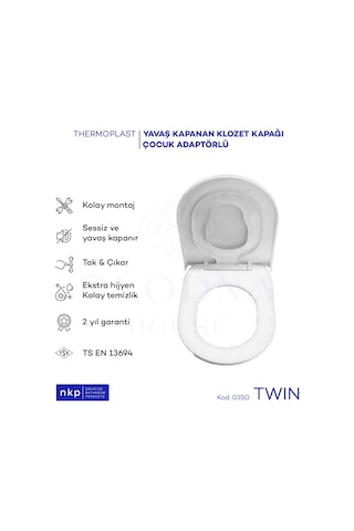 Çocuk Bebek Adaptörlü Yavaş Kapanan Klozet Kapağı