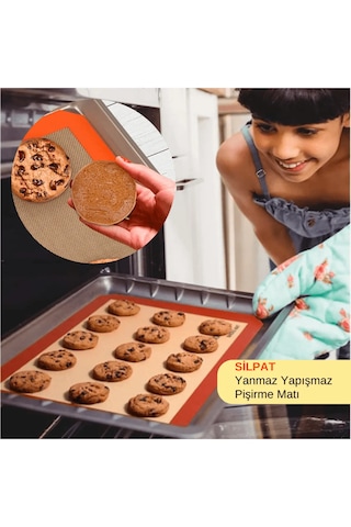 Yıkanabilir Kendinden Yağlı Silikon Pişirme Hamur Açma Matı 30x40 Çok Renkli