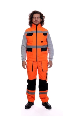 Çok Cepli Kapitoneli Yelek Turuncu