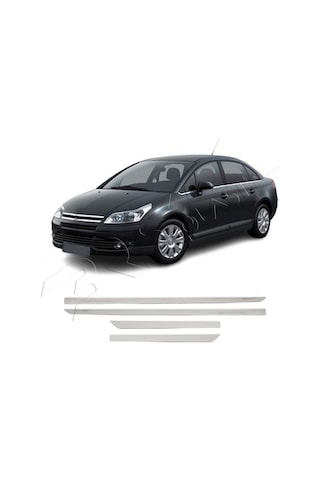 Citroen C4 Uyumlu 2004-2010 Krom Yan Kapı Çıtası 4 Parça Paslanmaz Çelik