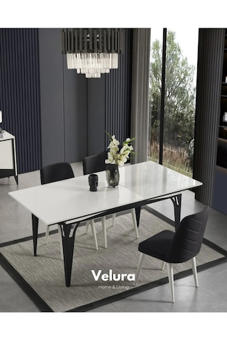 Yonca Yemek Odası Takımı Yemek Masası + 4 Adet Sandalye Beyaz