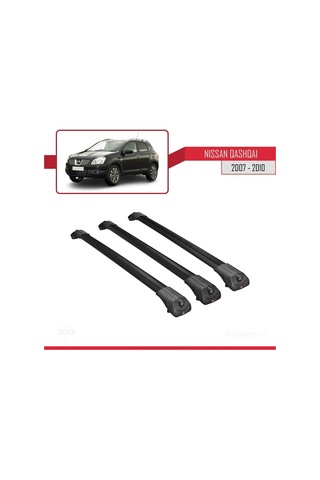 Nissan Qashqai 2007-2010 Arası İle Uyumlu Ace-1 Ara Atkı Tavan Barı Siyah 3 Adet Bar