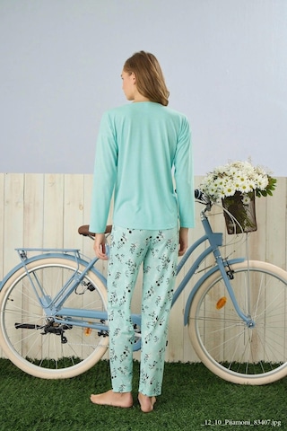 Pijamoni Polyviskon Uzun Kollu A. Yeşil Pijama Takımı - 7300 Açık Yeşil
