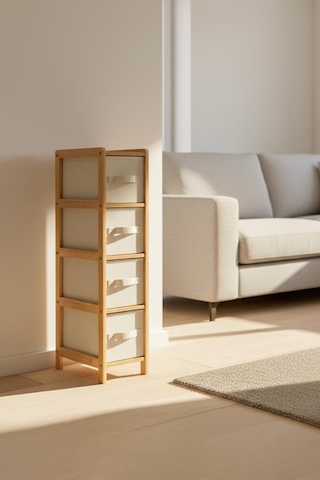 Digithome Bambu Slim 4 Çekmeceli Dolap Organizer Çok Amaçlı Düzenleyici Şifonyer Db-0048 Kahverengi