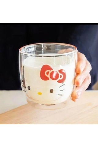 Hello Kitty Çift Cidarlı Cam Kupa-2005