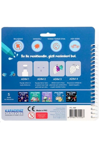 Lino Aqua Magic Book Kıtalar sihirli Boyama Kitabı Tfl-1001